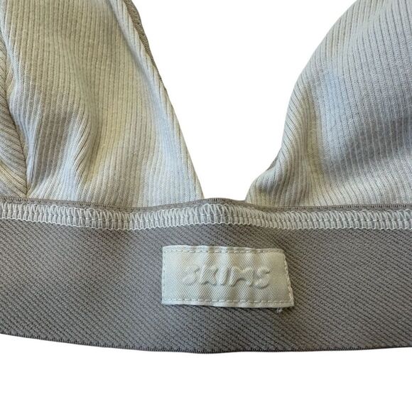 Skims Cotton Rib Plunge Bralette in Bone Size M - Picture 3 of 8